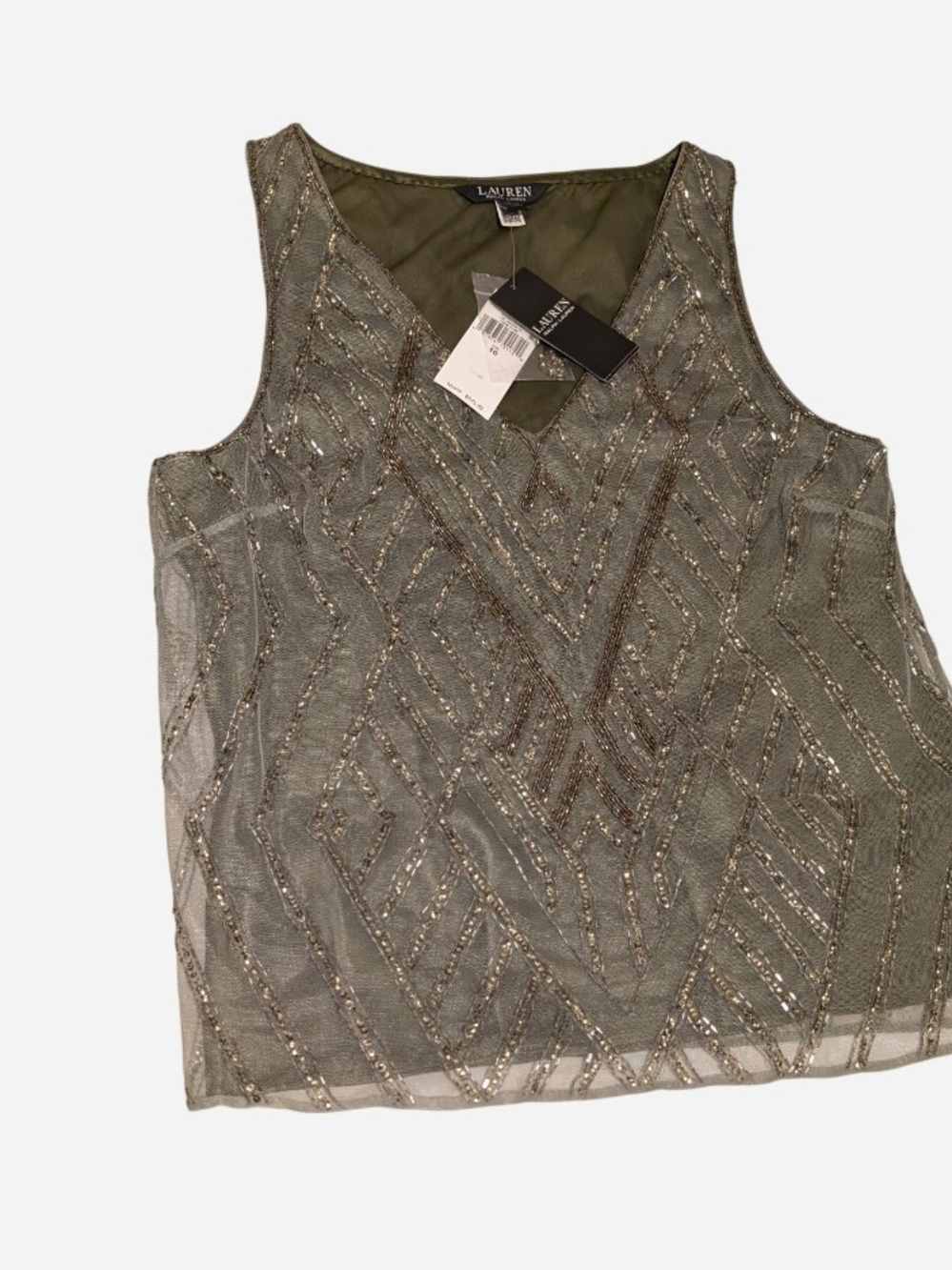 Lauren   Ralph Lauren beaded mesh sleeveless blouses Size 10 - Picture 2 of 9